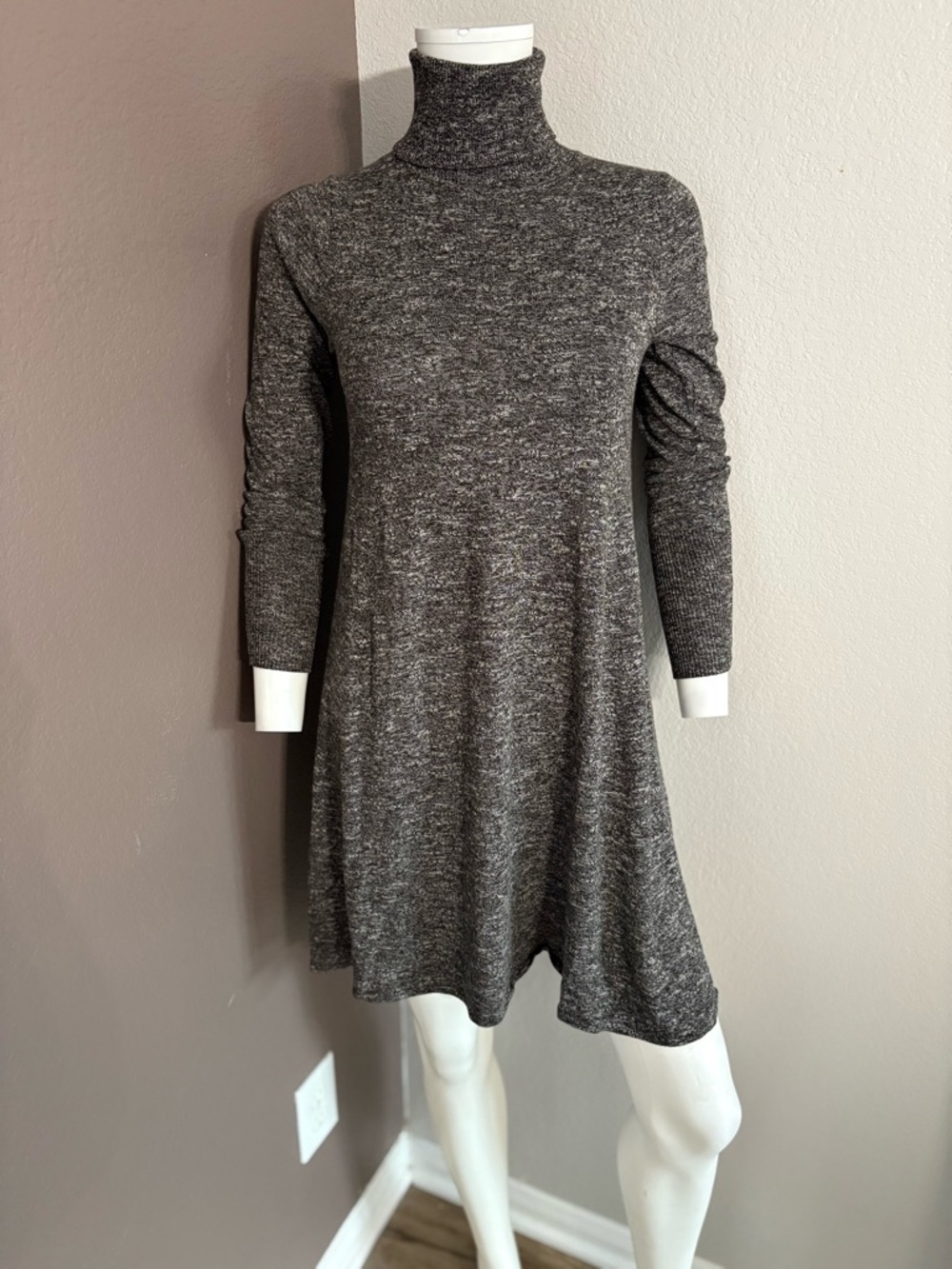Max Studio Charcoal Gray Turtleneck Swing Dress